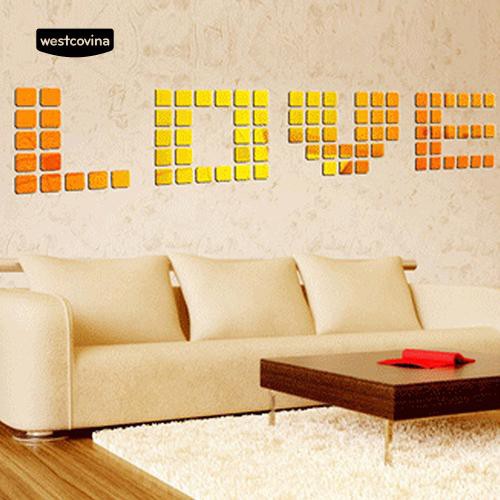 Nhãn Dán Tường Hình Vuông Theo Phong Cách Mosaic Hiệu Ứng tráng Gương