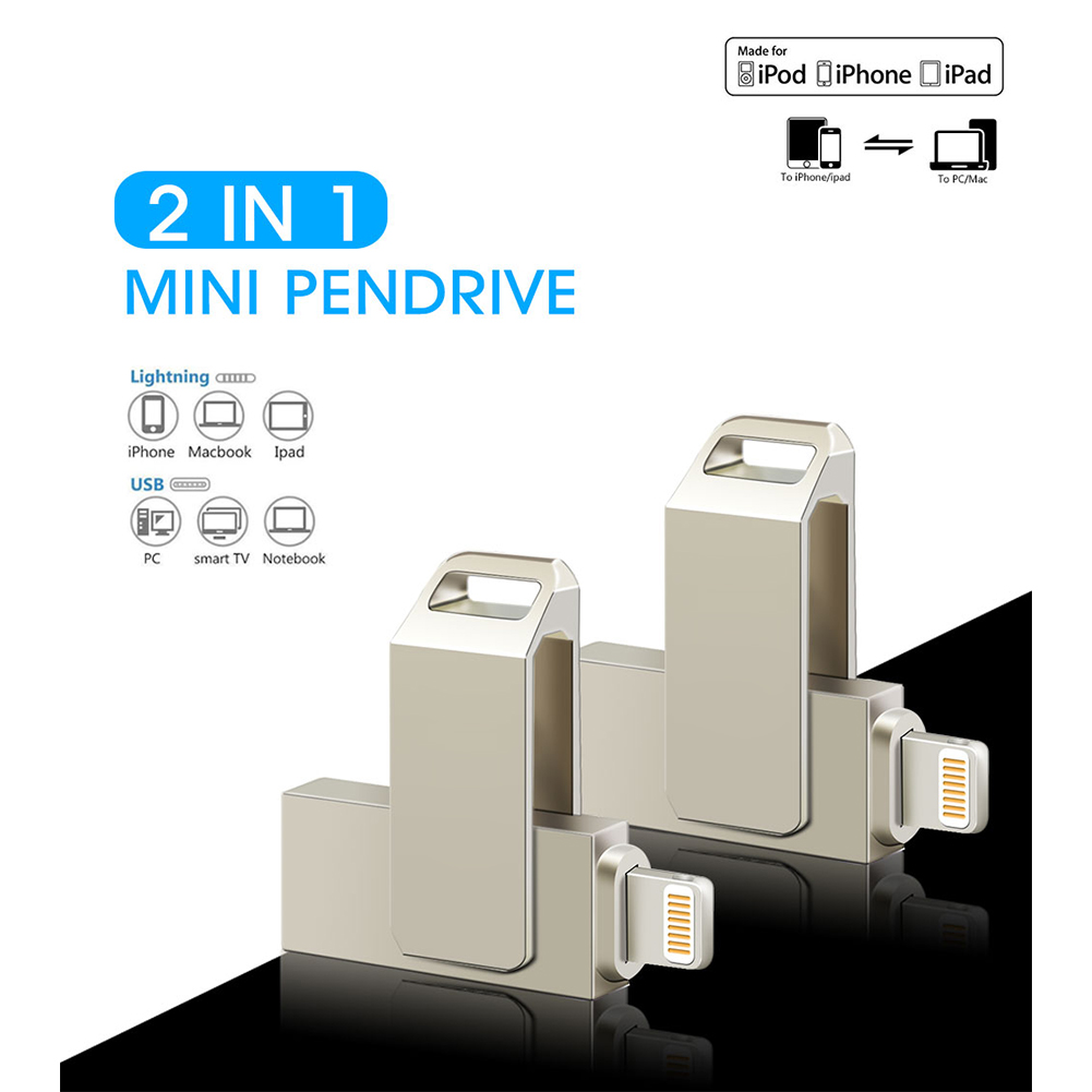 Ổ đĩa USB Flash Drive dành cho iPhone 6 / 6Plus / 7 / 7Plus / 8 / X / 11/12 Usb / Otg Lightning 2 trong 1 Ổ bút | BigBuy360 - bigbuy360.vn