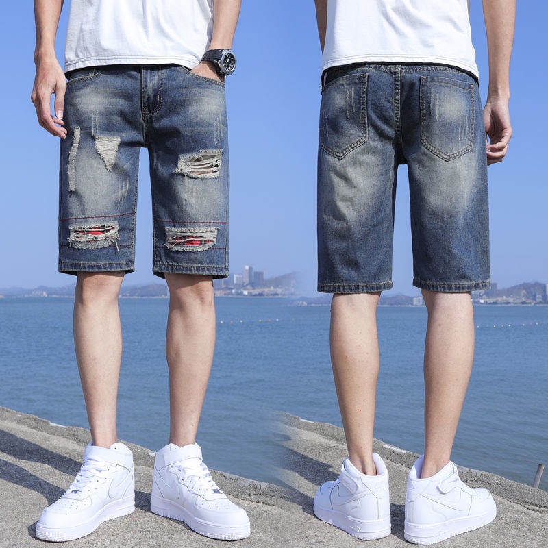 Quần Short Jean Dáng Rộng Plus Size Phong Cách Hàn Quốc Cho Nam