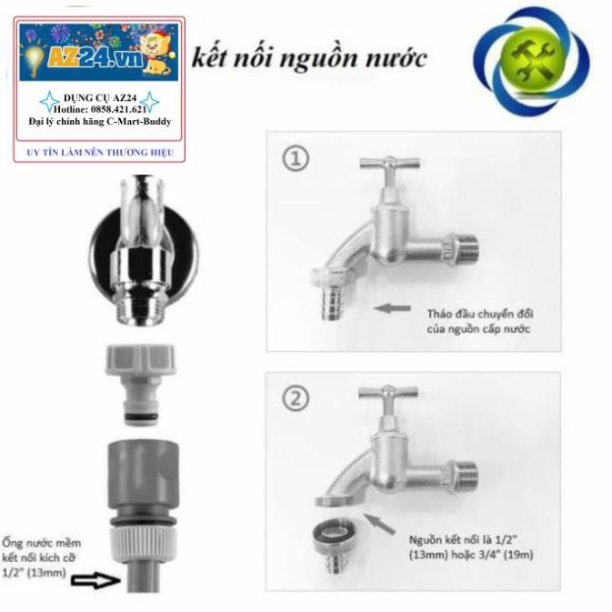 Đầu nối ống nước nhanh C-Mart M0007 sử dụng ống mềm 19mm RẺ HƠN HOÀN TIỀN (dungcucamtay1808)