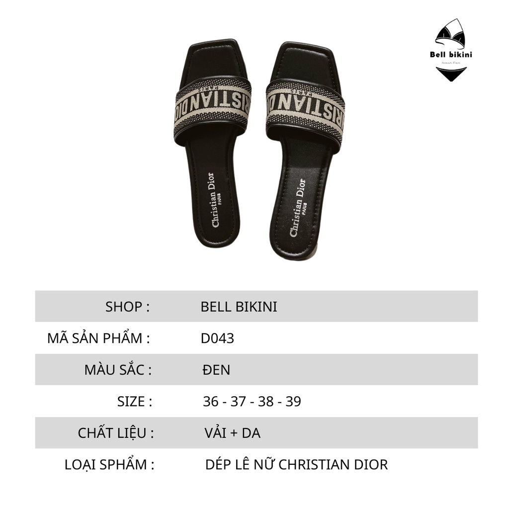 Dép Lê Thổ Cẩm Chri.Stian Di.Or Quai Chun Thời Trang Sang Chảnh - Dép Lê Quai Ngang Đế Bệt Mũi Tròn - Bell Bikini - D043
