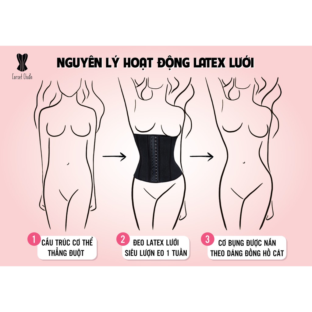 Đai Nịt Bụng Latex Corset Chuẩn Chính Hãng Hy Lạp Lưới  -Tặng ngay 1 áo liner 100k