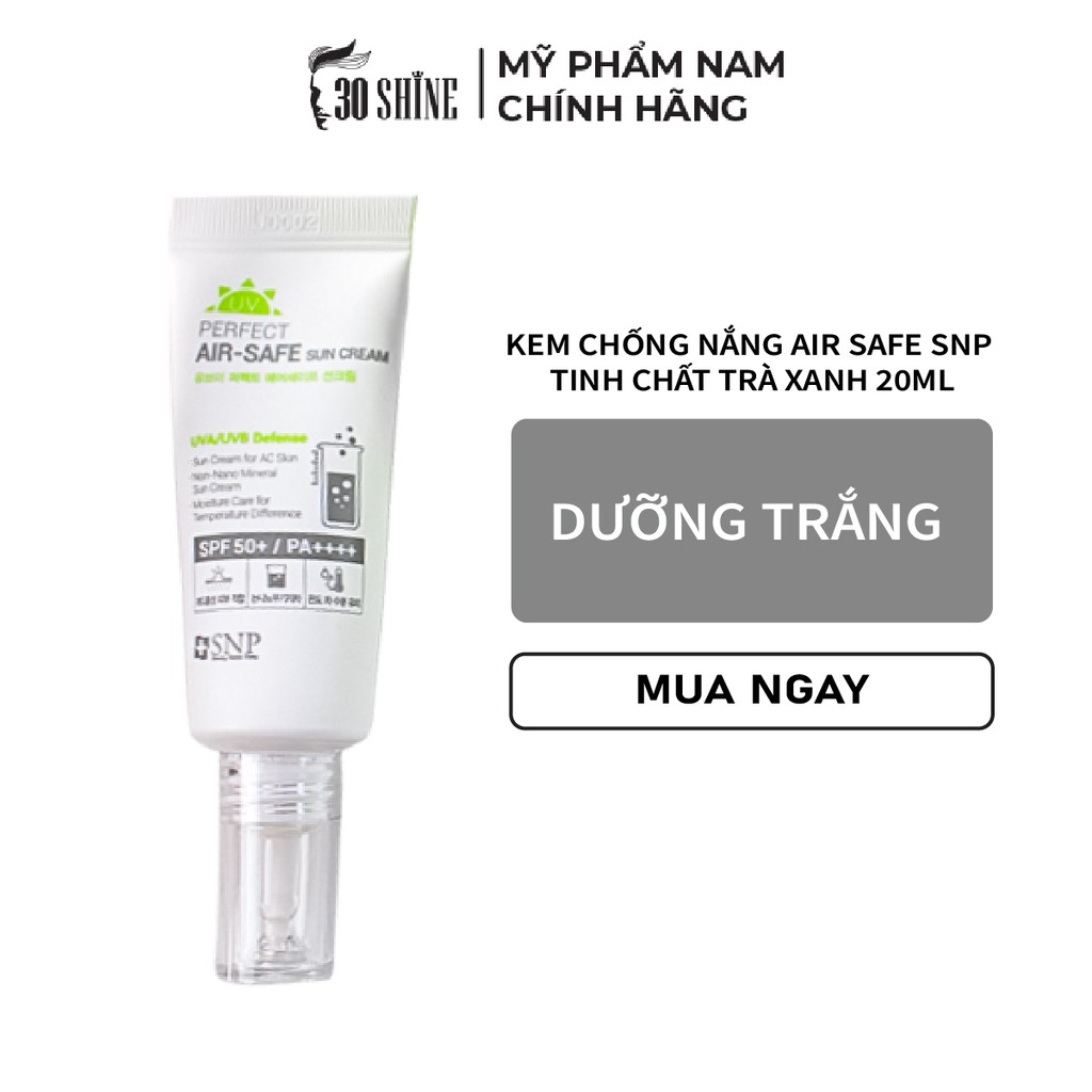 Kem Chống Nắng Cho Nam Air Safe SNP - Tinh Chất Trà Xanh 20ml