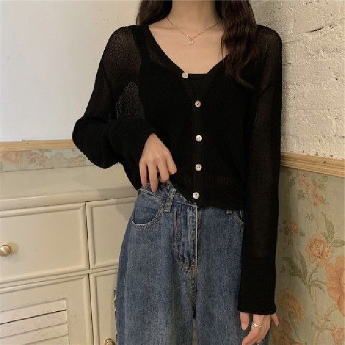 HIIXIIVI Áo Khoác Cardigan Tay Dài Phong Cách Hàn Quốc Thời Trang Cho Nữ 2022