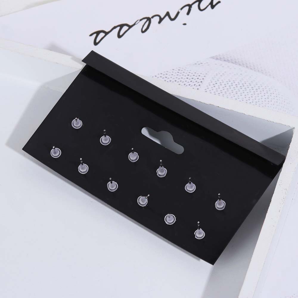 Set 6 đôi bông tai kiểu tròn đính đá cho nữ