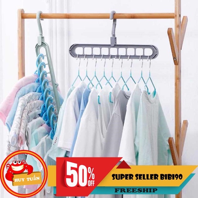 MÓC TREO QUẦN ÁO 9 LỖ ĐA NĂNG TIẾT KIỆM DIỆN TÍCH