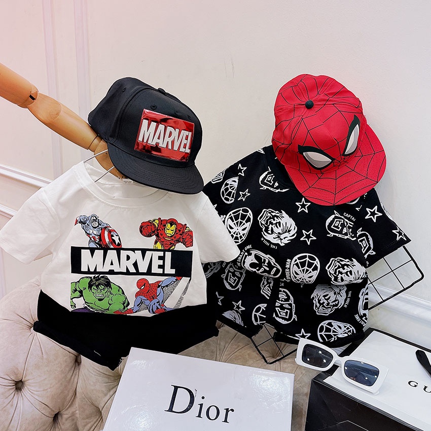 Bộ Quần Áo Cộc Tay In Siêu Nhân MARVEL Vải Coton Tàu Loại 1 Cho Bé Từ 7-19kg Mã CT12