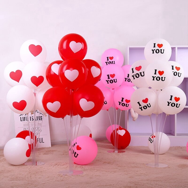 Bong Bóng Khí Heli Bằng Latex Hình Trái Tim Màu Đỏ Dùng Trang Trí Tiệc Cưới