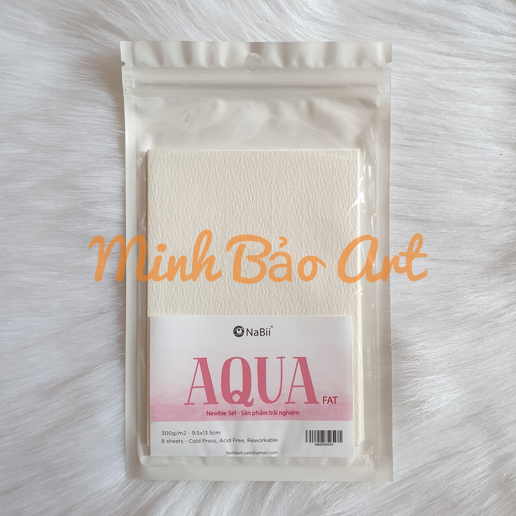 MẪU MỚI 2021 - GIẤY VẼ MÀU NƯỚC NABII AQUA FAT 300 GSM (SIZE A6, 8 TỜ)