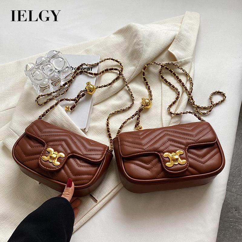 Túi đeo chéo IELGY hình vuông cỡ nhỏ phối dây đeo sợi xích thời trang cho nữ