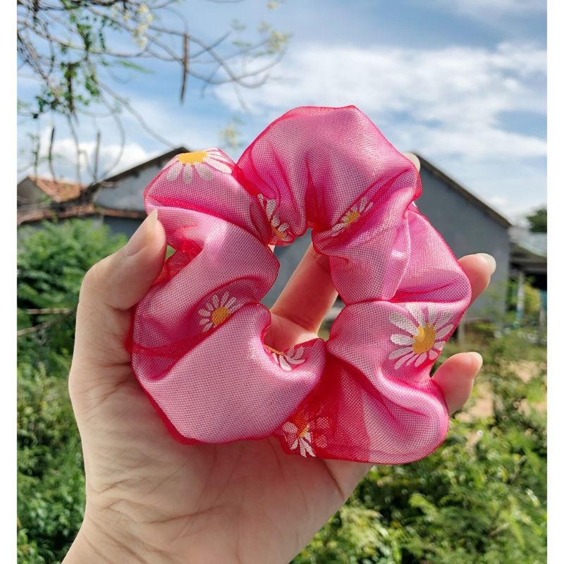 Buộc tóc hoa vải voan lưới
