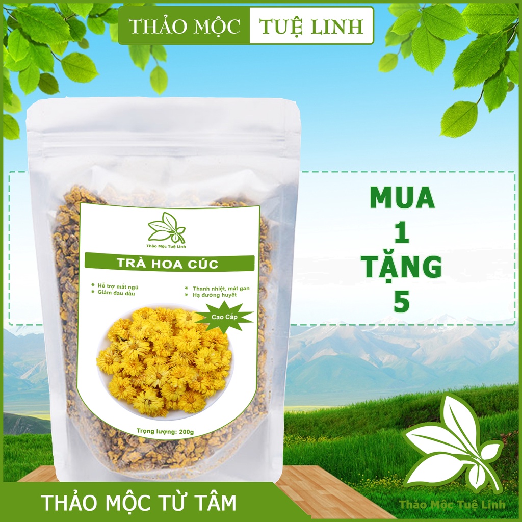Trà Hoa Cúc Vàng Sấy Khô 200gr Hoàng Cúc Nguyên Bông Tự Nhiên An thần hỗ trợ mất ngủ giảm đau đầu