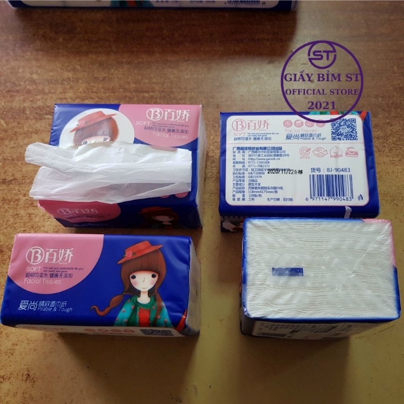 Giấy ăn rút Cô gái 4 lớp 328 tờ/gói [COMBO 10 GÓI]  Hàng nội địa Trung mềm mại