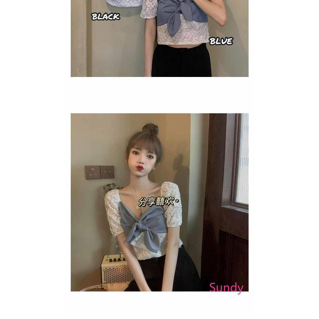 Áo Kiểu Tay Phồng Phối Ren Thời Trang Mùa Hè Cho Nữ