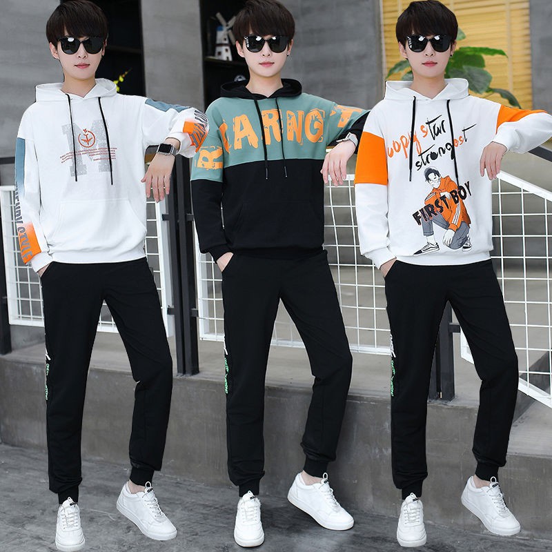 Bộ đồ thể thao thanh niên mùa thu nam phiên bản Hàn Quốc của áo len nam học sinh trung học cơ sở mùa thu bộ đồ nam đẹp t