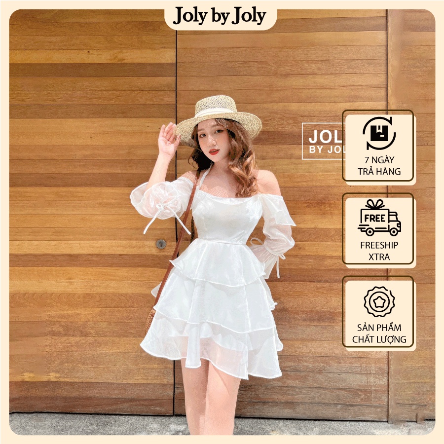 Đầm Tiểu Thư Trễ Vai Tay Dài CHARMIE DRESS Phong Cách Trẻ Trung Dễ Phối Đồ Giúp Giấu Dáng Khi Đi Chơi JOLY BY JOLY