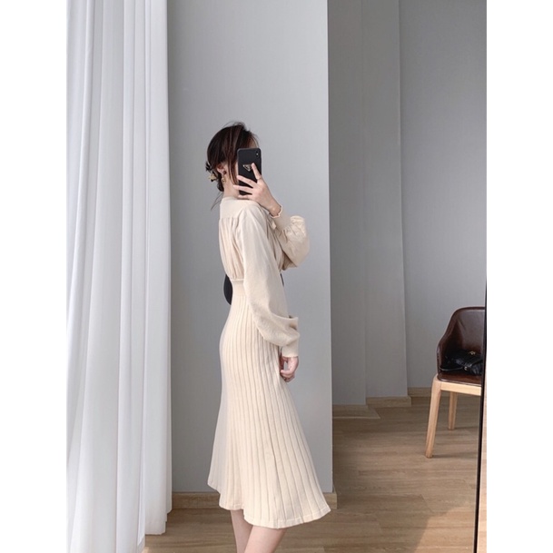 Váy Len Nữ Dáng Dài Xếp Ly Tay Bồng - Cập Nhật Xu Hướng Thời Trang Thu Đông