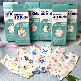 Khấu trang Nam Anh 4D Kids IN HÌNH DỄ THƯƠNG 10 cái/ Hộp - Khẩu trang 4D CON CÁ dành cho bé 3 lớp kháng khuẩn