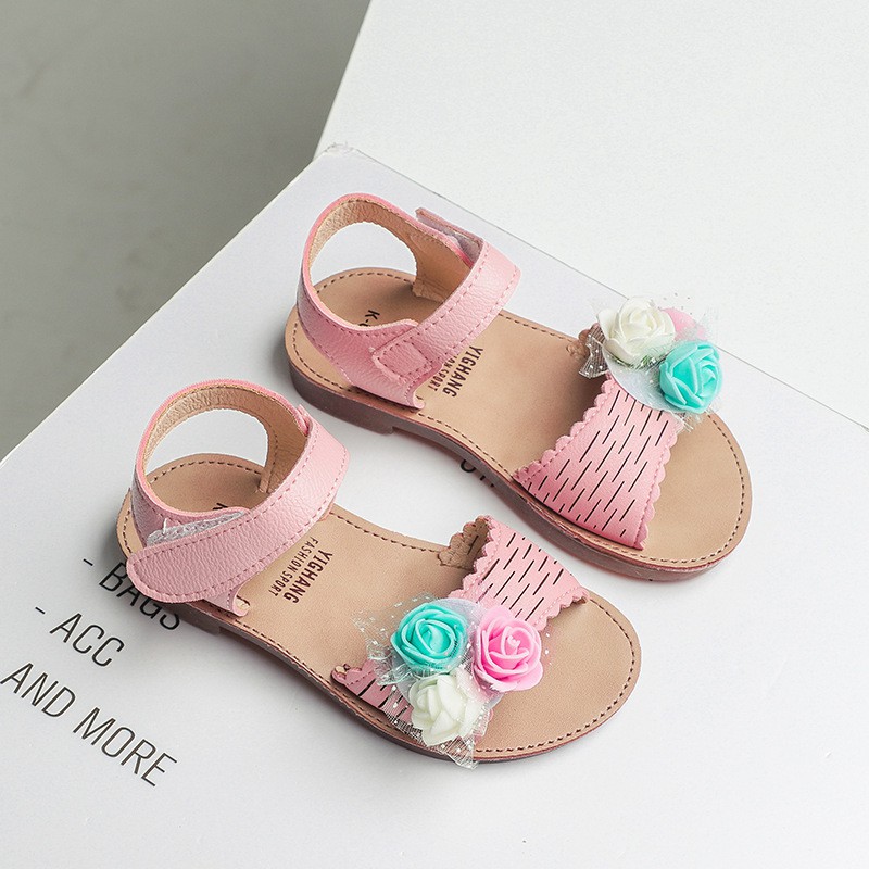 [HOT 2019 SIZE 21-30] DÉP SANDAL GIÀY ĐẾ MỀM ĐÍNH HOA HỒNG BA MÀUCHO BÉ GÁI (có ảnh thật)