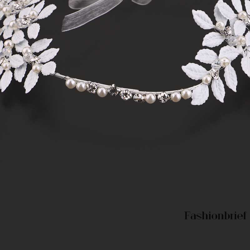 Dây cài tóc kim loại đính ngọc trai giả sang trọng cho cô dâu