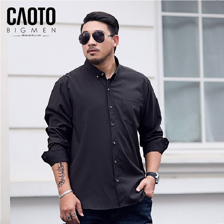 Áo Sơ Mi Trơn Big Size Nam Dài Tay Đen – HÀNG CHÍNH HÃNG Size 3XL 4XL 5Xl 6XL 7XL 8XL | BigBuy360 - bigbuy360.vn