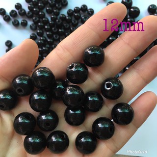 🌺Hạt đá đen tròn 6-12mm làm vòng tay