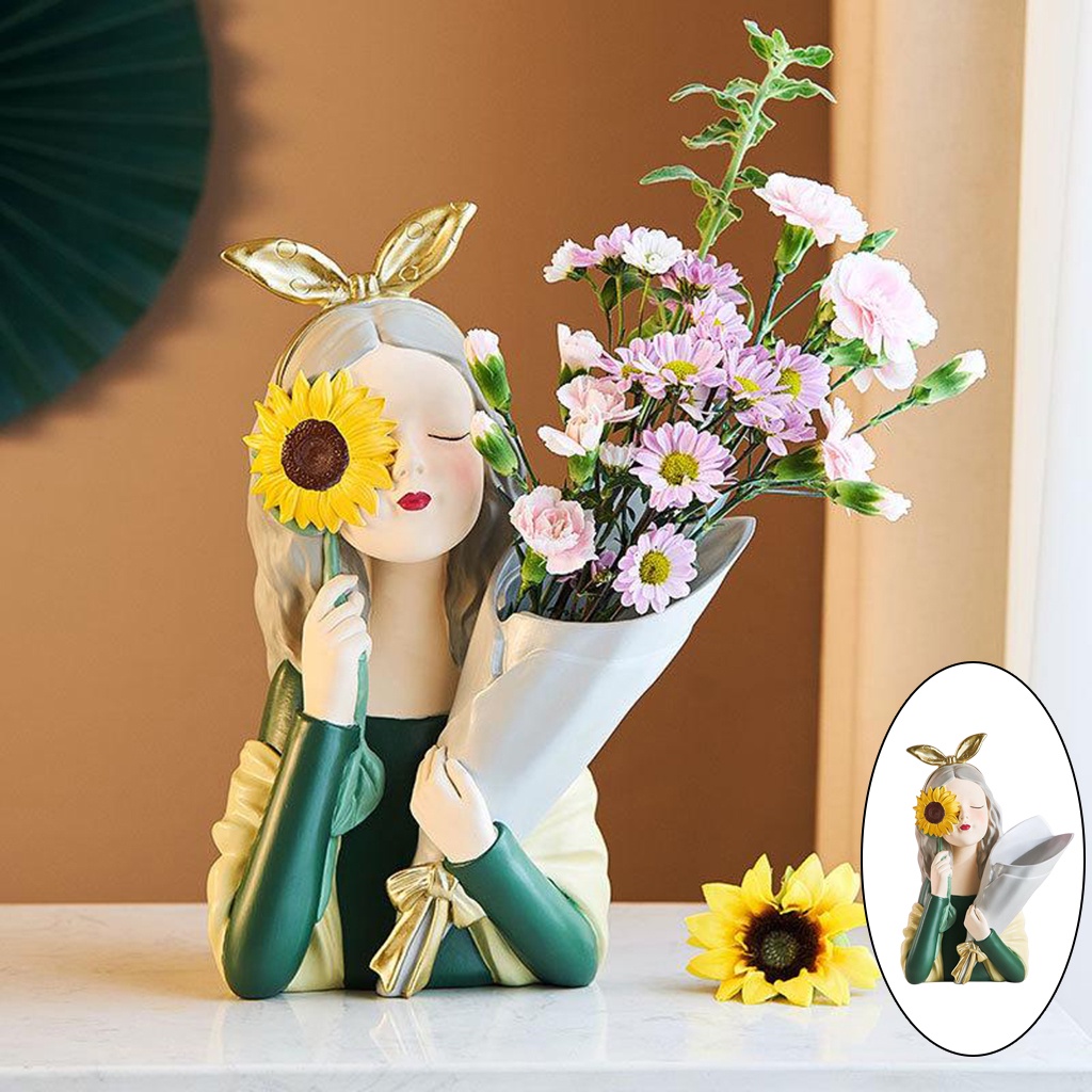 Bình cắm hoa hình cô gái để bàn trang trí nội thất nhà