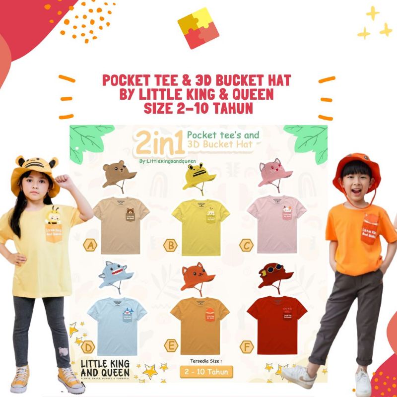 Áo Thun Bỏ Túi 3D & Xô Của Vua Nhỏ & Nữ Hoàng 2-10 Tuổi
