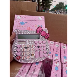 Máy tính cầm tay mèo Hello Kitty đính đá dễ thương dùng năng lượng mặt trời