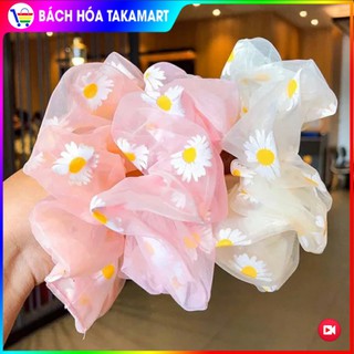 Dây buộc tóc scrunchies vải voan họa tiết