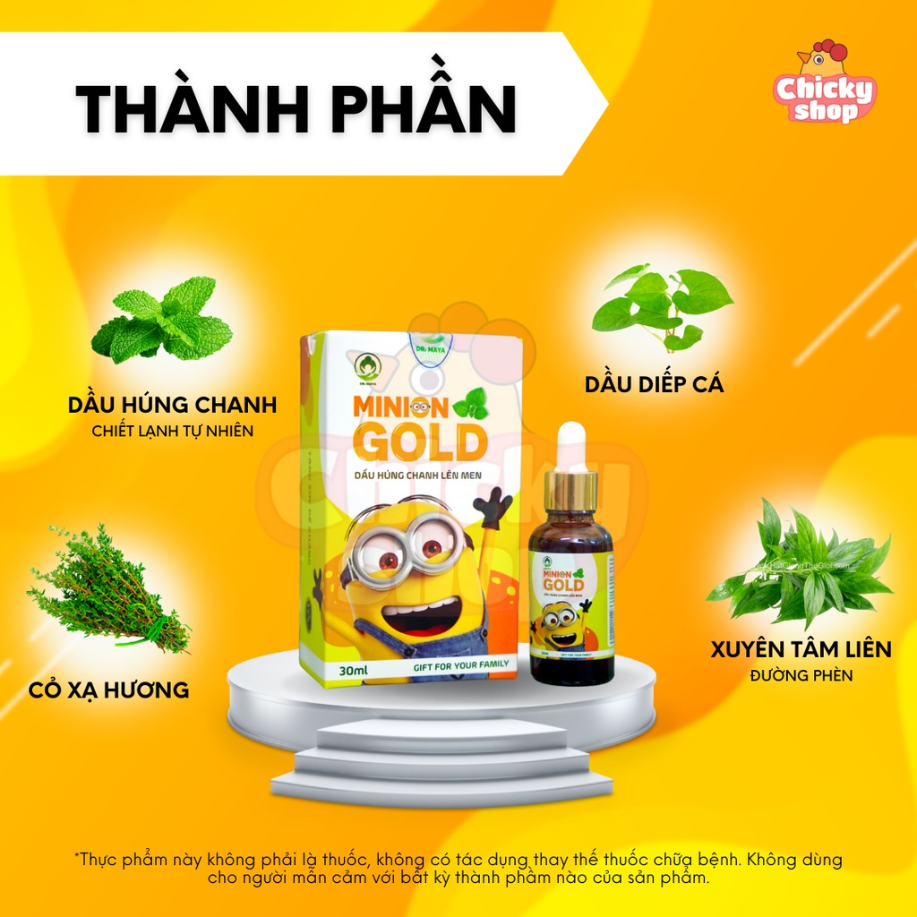 Dầu húng chanh lên men minion gold Dr.Maya 30ml tăng đề kháng, giảm ho, khò khè