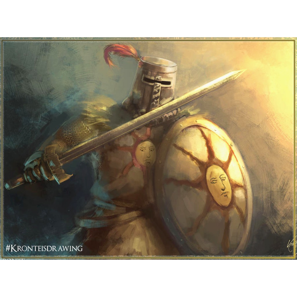 Móc Khóa, móc trang trí balo DarkSoul "Solaire of Astora" Art - 2 mặt hình - nhựa cứng Mica.