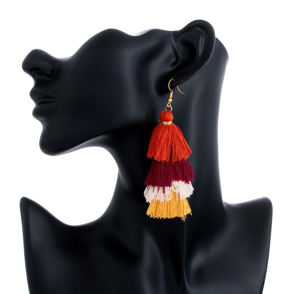 1 Đôi Bông Tai Tua Rua Thời Trang Vintage