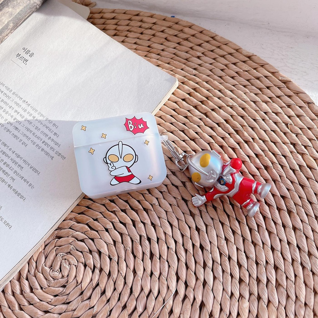 Vỏ Bảo Vệ Hộp Sạc Tai Nghe Bluetooth AirPods 1 2 pro 3 2021 gen3 Bằng Silicon Tpu Mềm Chống Sốc Hình Ultraman