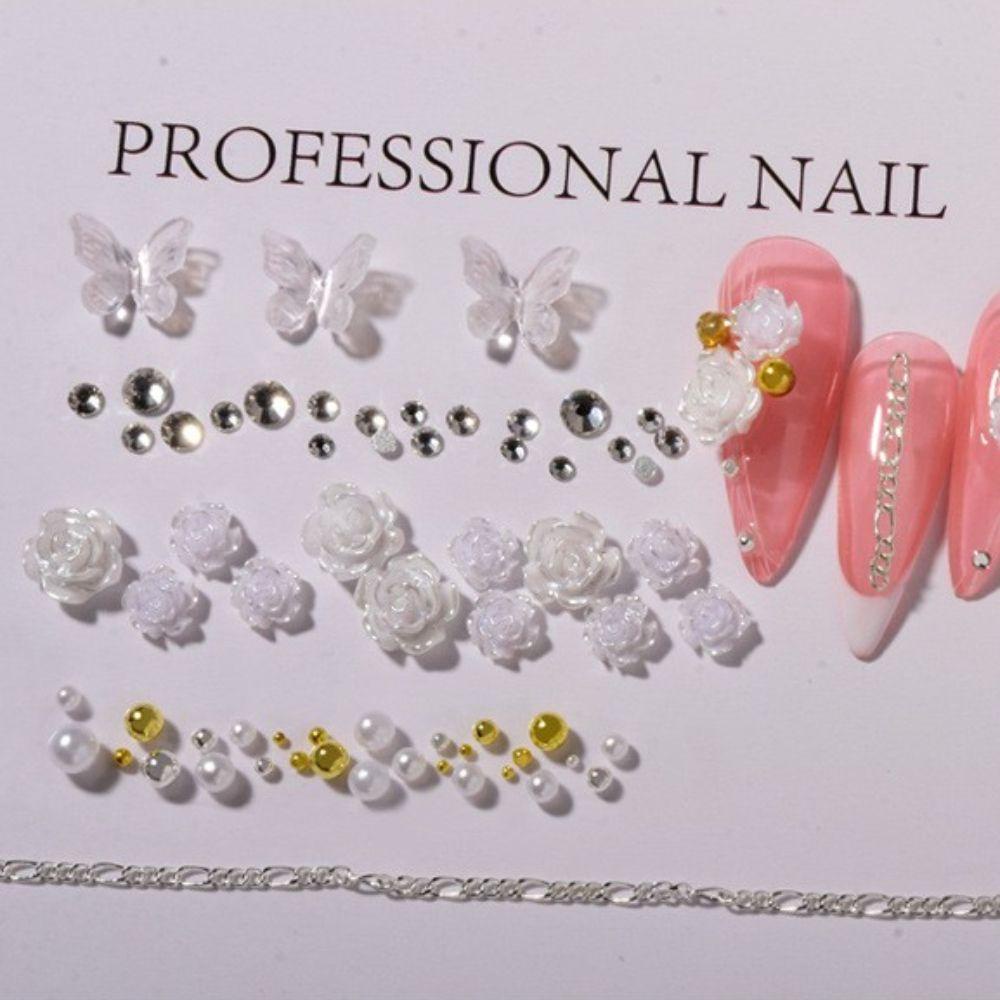 Hình Dán Trang Trí Móng Tay Họa Tiết Bướm 3D Màu Trắng Đen Đẹp Mắt