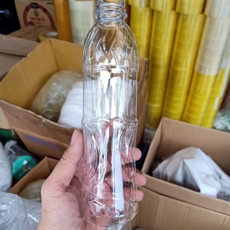 Chai nhựa tròn nắp trắng 500ml (10c)