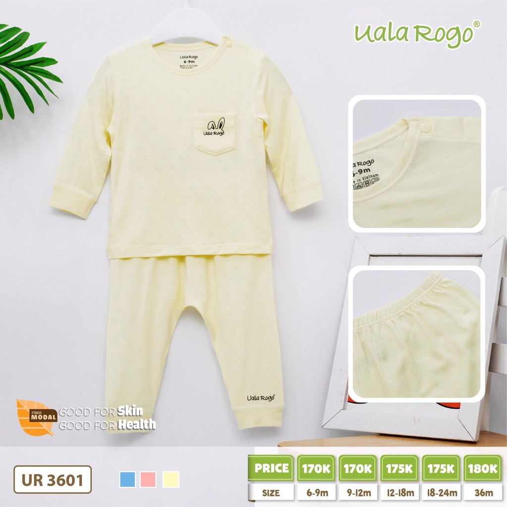 UALAROGO Bộ dài tay CV Modal trám hoa