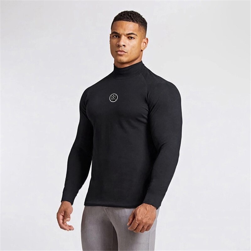 Áo thun thể thao cổ lọ khô thoáng nhanh size M-2XL cho nam