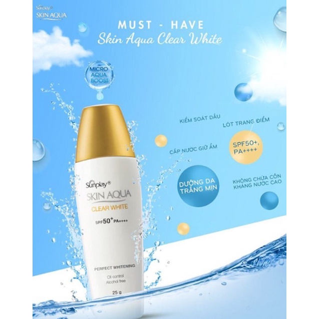 Sữa Chống Nắng Sunplay Dưỡng Da Trắng Mịn Sunplay Skin Aqua Clear White SPF50+