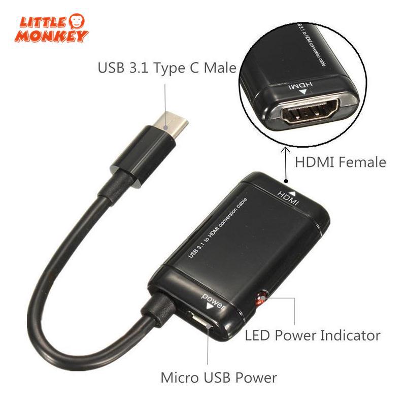 Usb c type c to hdmi m/f port adapter hub cable for mhl android phones tablet