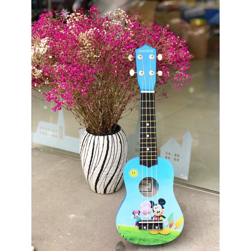 Đàn ukulele soprano 21’ hình dễ thương Andrew tặng pick và gt tự học