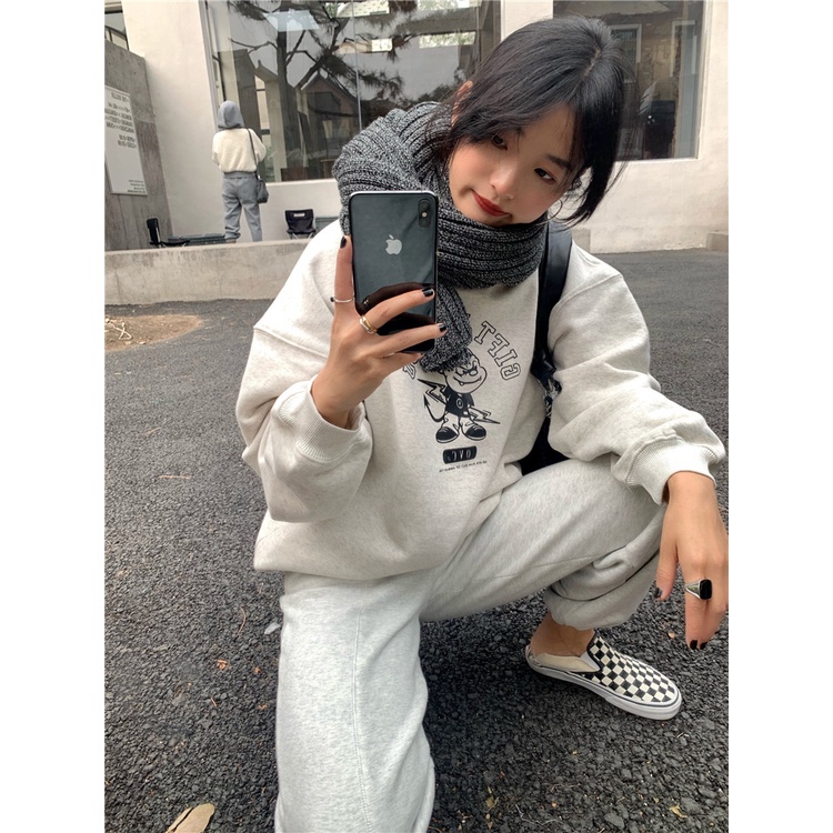 Áo sweater cổ tròn tay dài dáng rộng phong cách thời trang hàn quốc cho nữ | BigBuy360 - bigbuy360.vn