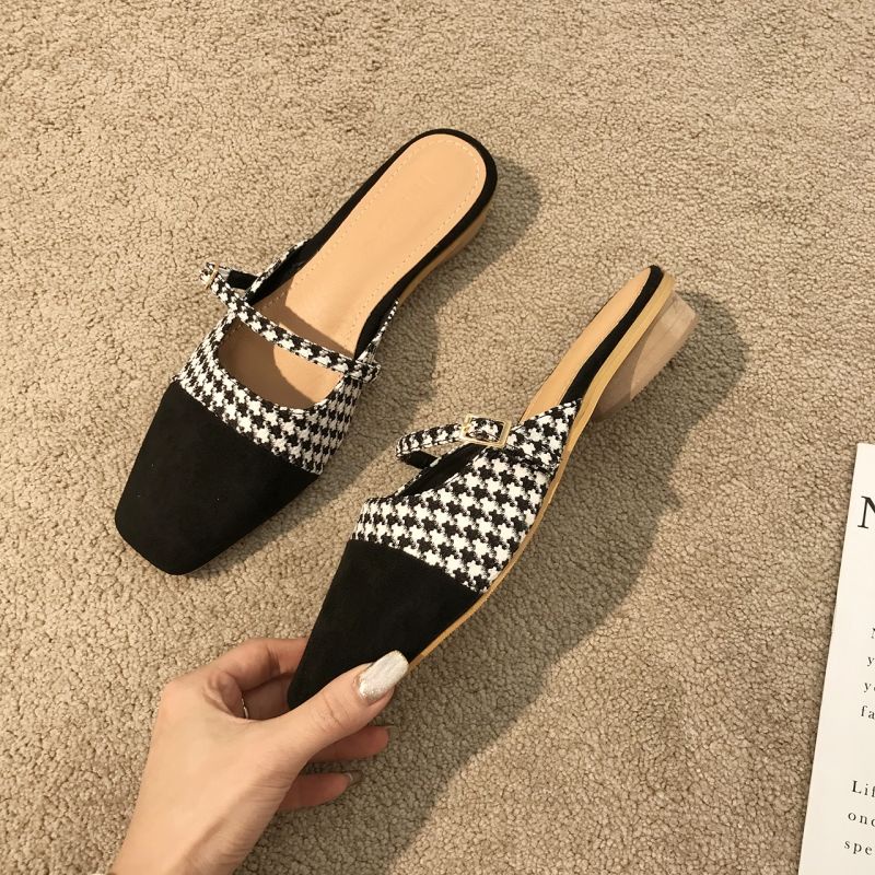 Oeggeo shop Dép Lười Gót Thấp Kẻ Sọc Thời Trang Cho Nữ