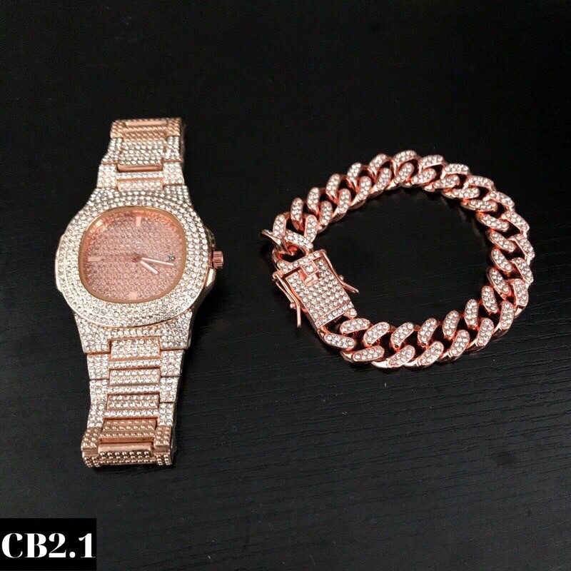 Đồng Hồ Đính Đá Cuban Cao Cấp