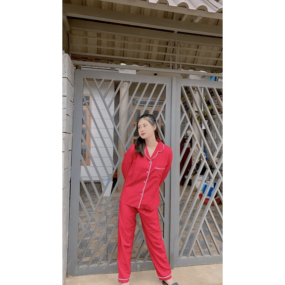 Đồ Bộ Nữ Tay Dài Mặc Nhà Pijama Chất Phi Lụa Không Nhăn Siêu Mịn - Ngọc Hân Fashion  - ĐĂNG QUANG FASHION