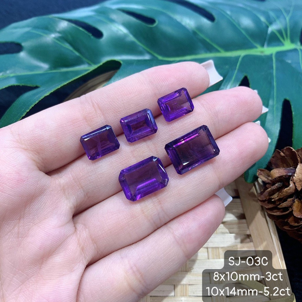 Mặt Đá Amethyst Facet Tím Vừa Cập Bến Đủ Hình Dáng Đủ Size