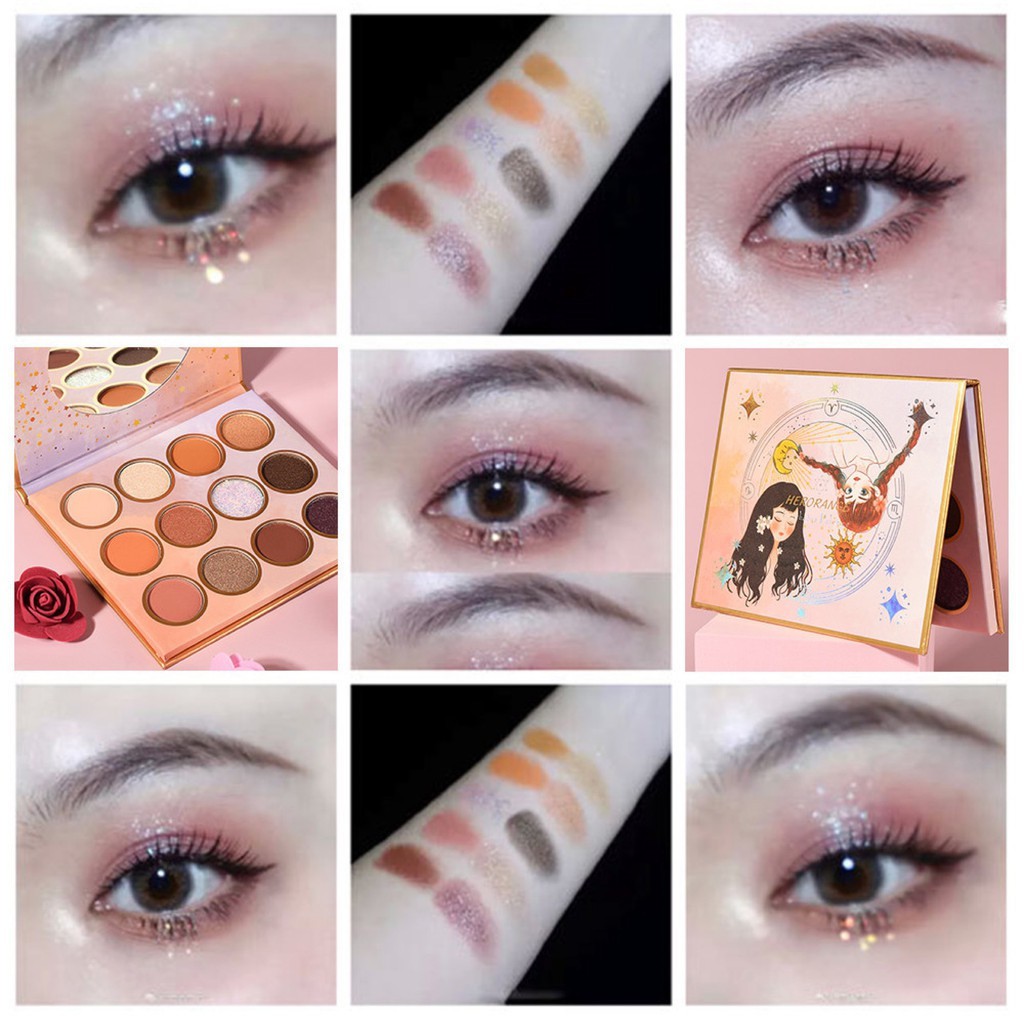 Bảng phấn mắt 12 màu cô gái HERORANGE tông cam đào xinh xắn Eyeshadow Palette HERO12 | BigBuy360 - bigbuy360.vn