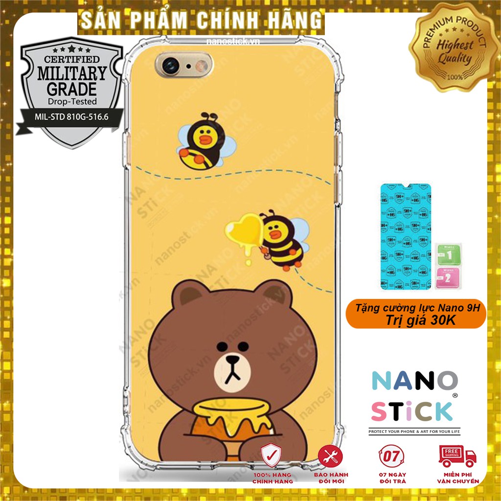 Ốp lưng iPhone chống sốc cho iPhone 6/6s/6/6s plus_Có Bảng Test Chuẩn Mỹ_in hình Brown bear_Tặng Cường Lực iphone