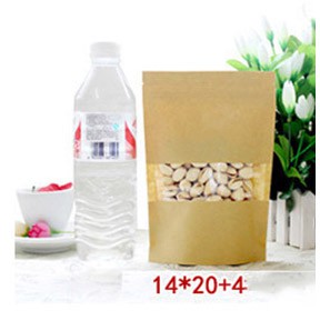 1000 cái túi zipper size 14x20cm, túi zip giấy kraft vàng có cửa sổ, túi zipper đựng thực phẩm chất lượng cao giá sỉ