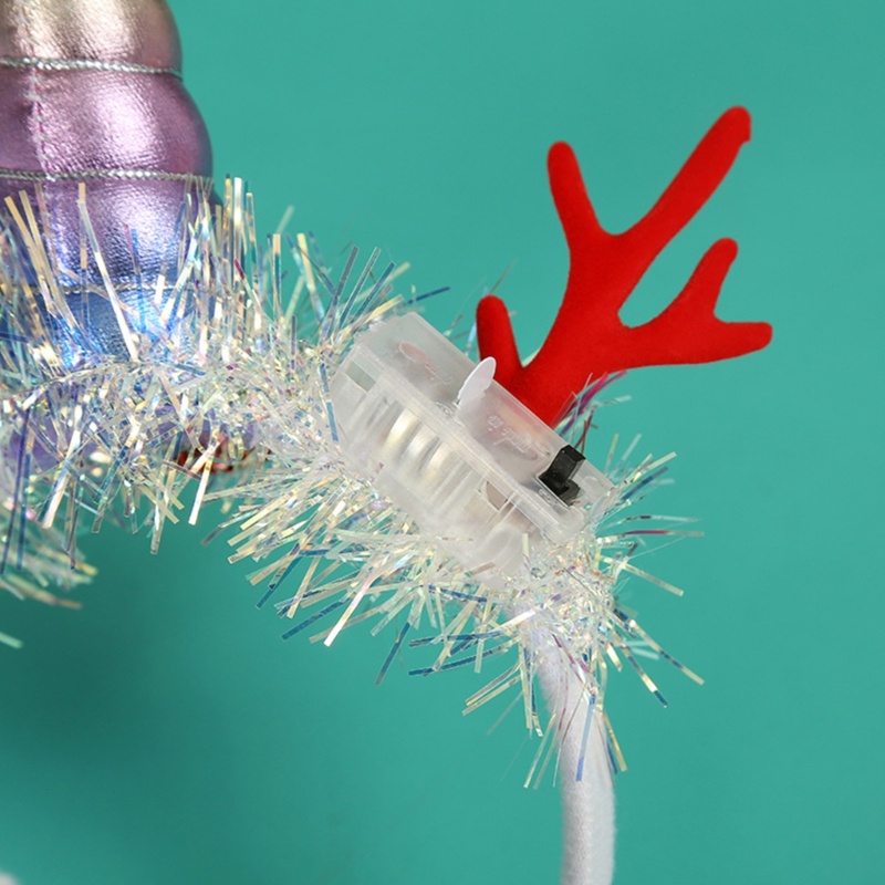 Flgo Băng Đô Cài Tóc Có Đèn LED Phát Sáng Dùng Biểu Diễn Sân Khấu Dịp Giáng Sinh